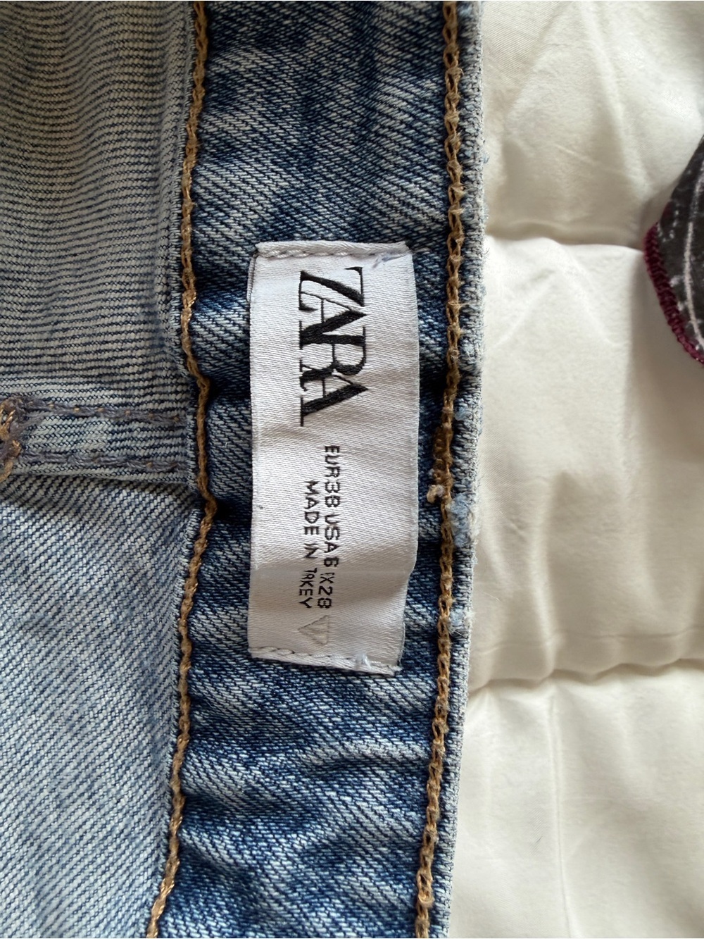 Zara High Waist Light Blue Distressed Straight-Leg Jeans | Size 6 - Picture 6 of 6